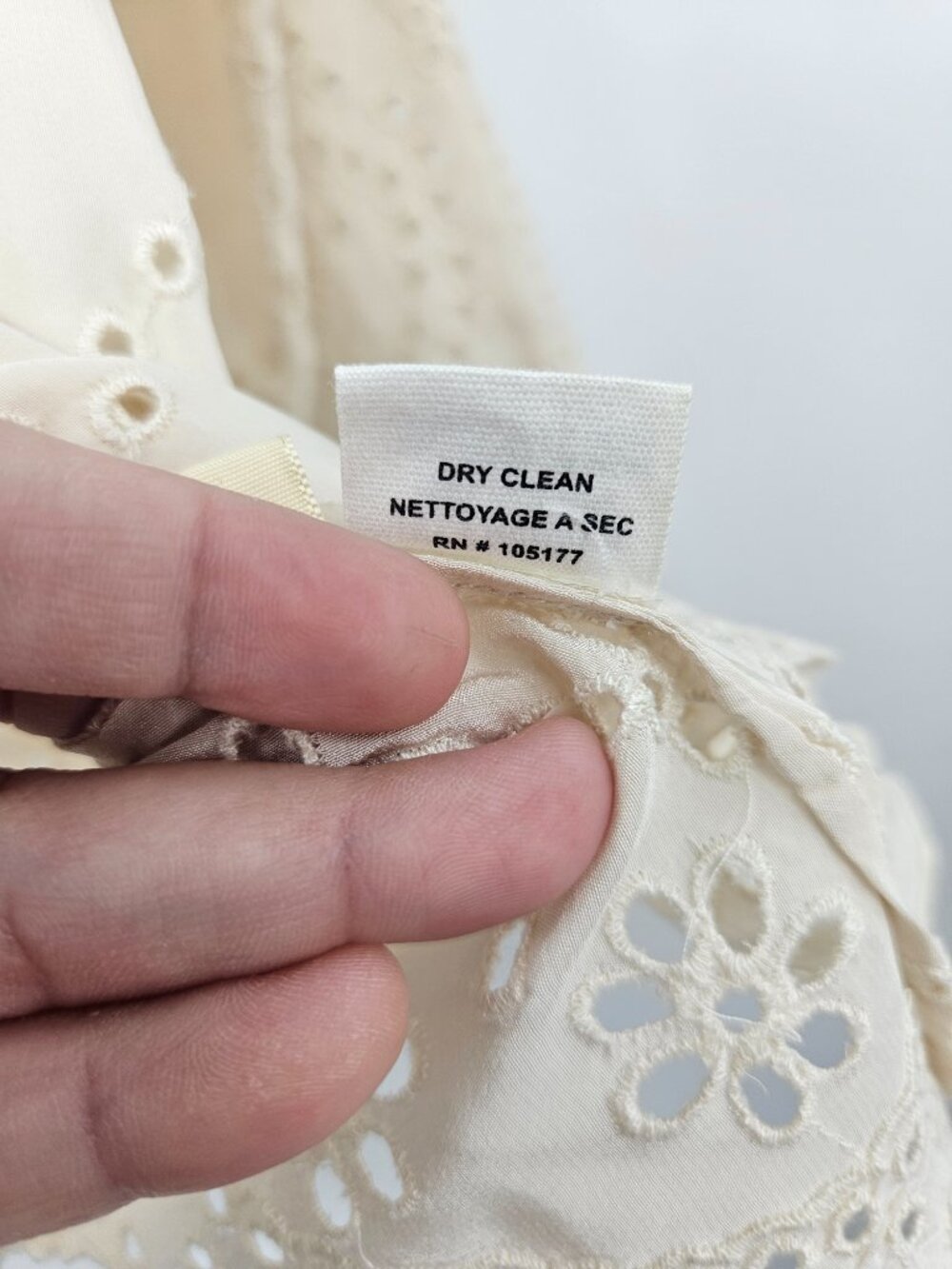 Ulla Johnson Althea Silk Eyelet Blouse Cream Women's Size 4 Preppy Boho Romantic - Picture 9 of 15